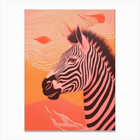Zebra Coral Portrait Canvas Print