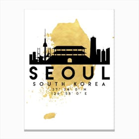 Seoul South Korea Silhouette City Skyline Map Canvas Print