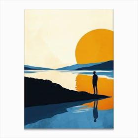 Sunset Over The Lake Como, Minimalism Canvas Print