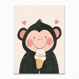 Monkey Ice Cream Canvas Print