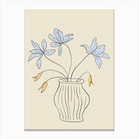 Blue Flowers In A Vase Canvas Print