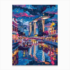 Singapore City At Night, Contemporary Art, Souvenir Canvas Print