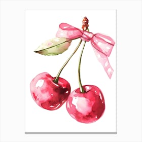 Watercolor Cherry Isolated On White Canvas Print