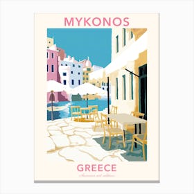 Mykonos, Greece, Flat Pastels Tones Illustration 2 Poster Canvas Print