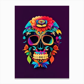 Skull With Vibrant Colors 2 Mexican Canvas Print