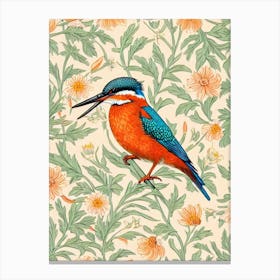 Kingfisher William Morris Style Bird Canvas Print