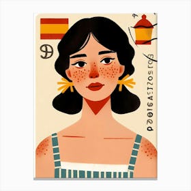 Pretty Spanish Girl Portrait Canvas Print