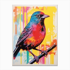 Andy Warhol Style Bird Blackbird 2 Canvas Print