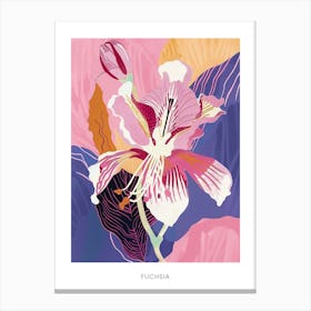 Colourful Flower Illustration Poster Fuchsia 1 Canvas Print