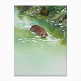 River Otter Storybook Watercolour Canvas Print