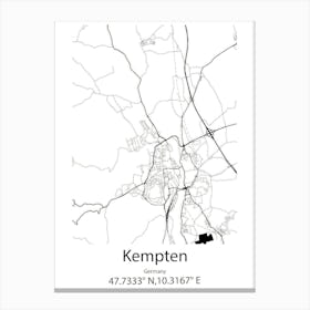 Kempten,Germany Minimalist Map Canvas Print