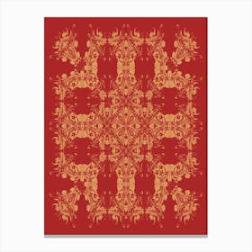 Imperial Japanese Ornate Pattern Burnt Red And Orange 1 Canvas Print