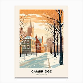 Vintage Winter Travel Poster Cambridge United Kingdom 4 Canvas Print