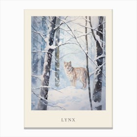 Winter Watercolour Lynx 1 Poster Canvas Print