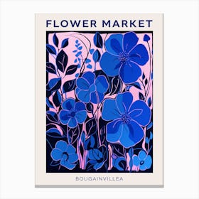 Blue Flower Market Poster Bougainvillea 4 Canvas Print