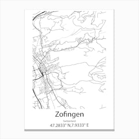 Zofingen,Switzerland Minimalist Map Canvas Print