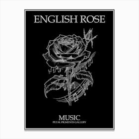 English Rose Music Line Drawing 2 Poster Inverted Canvas Print