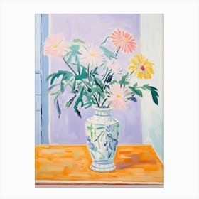 A Vase With Daisy, Flower Bouquet 3 Canvas Print