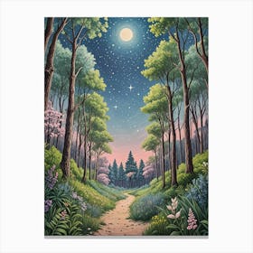 Moonlight Path In The Woods Canvas Print