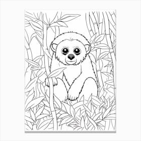 Line Art Jungle Animal Bornean Gibbon 2 Canvas Print