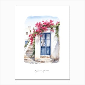 Mykonos, Greece   Mediterranean Doors Watercolour Painting 3 Poster Canvas Print