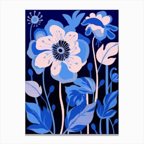 Blue Flower Illustration Hellebore 3 Canvas Print