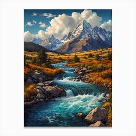 River In The Mountains Canvas Print