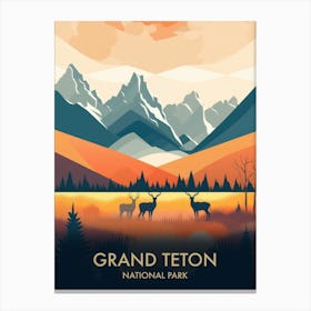 Teton National Park Vintage Travel Poster 6 Canvas Print