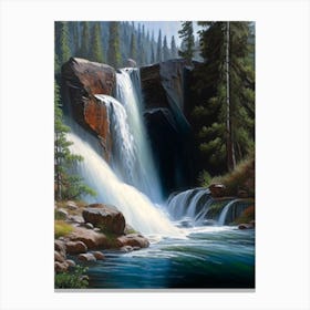 Grizzly Falls, United States Peaceful Oil Art  Canvas Print