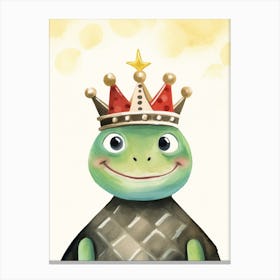 Little Turtle 2 Wearing A Crown Canvas Print