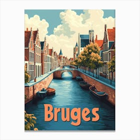 Aihrgdesign A Classic 1960s Travel Poster For Bruges 3 Canvas Print