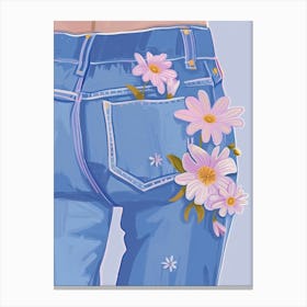 Denim And Petals Canvas Print