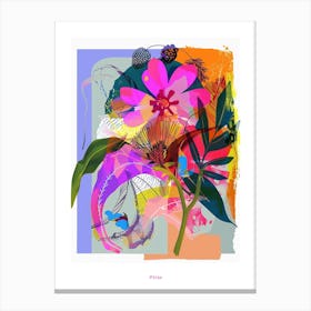 Phlox 1 Neon Flower Collage Poster Canvas Print