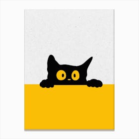 Black Cat Peeking Out Canvas Print