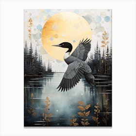 Common Loon 4 Gold Detail Painting Canvas Print