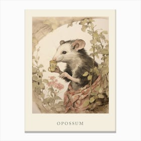 Beatrix Potter Inspired  Animal Watercolour Opossum 2 Canvas Print