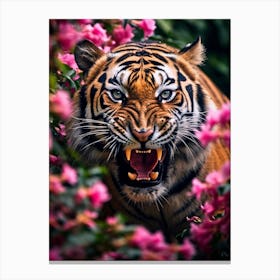 Floral tiger wild roar Canvas Print