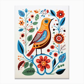 Scandinavian Bird Illustration Hermit Thrush 4 Canvas Print