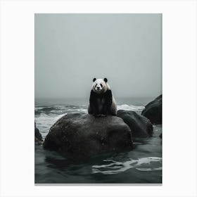 Panda Bear In The Ocean Canvas Print