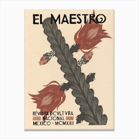 Mexican El Maestro Red Cactus Canvas Print