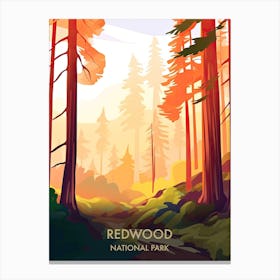 Redwood National Park Travel Poster Illustration Style Canvas Print