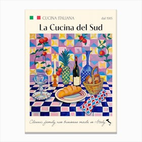La Cucina Del Sud Trattoria Italian Poster Food Kitchen Canvas Print