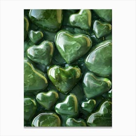 Green Heart Pebbles Canvas Print