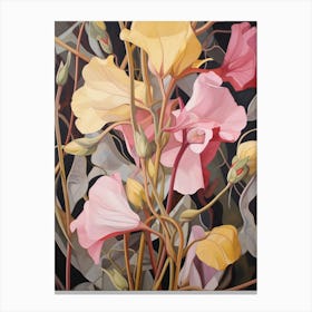 Sweet Pea 3 Flower Painting Canvas Print