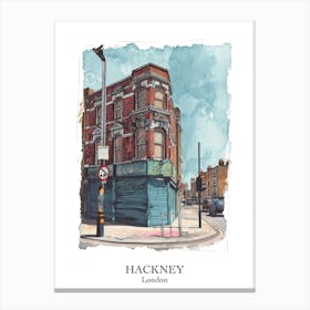 Hackney London Borough   Street Watercolour 12 Poster Canvas Print