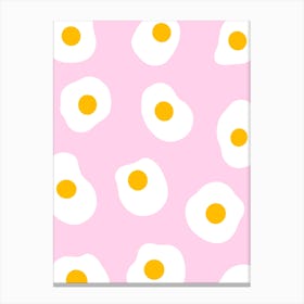 Fried Eggs On Pink Canvas Print