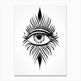 Abstract Expression, Symbol, Third Eye Simple Black & White Illustration 1 Canvas Print