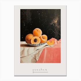 Art Deco Peaches On A Table Poster Canvas Print