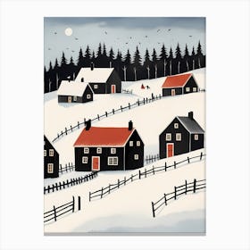 Scandinavian Village Scene Painting (29) Canvas Print