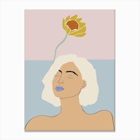 Portrait Of A Woman With A Flower Canvas Print